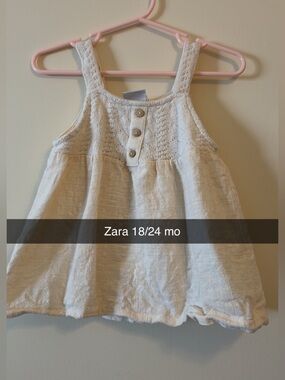 Zara Cream Textured Cotton top